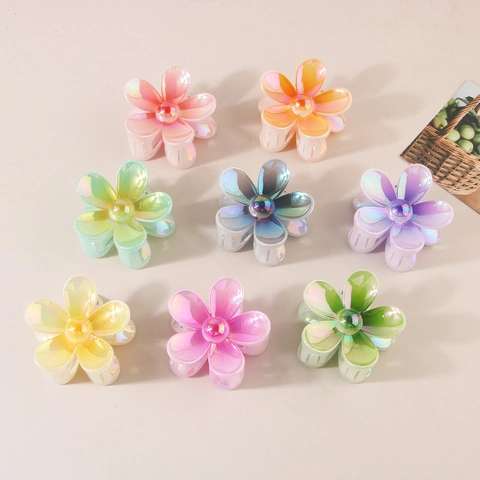 Irisierend Farbverlauf Blume Haarklammer Elegant Frisch Floral Groß Hai Clip Für Damen Haarstyling Zubehör