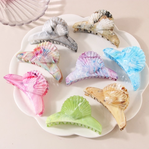 Pinza per Capelli Vintage a Forma di Conchiglia per Donna Motivo Marmo Grande ABS Fermaglio per Capelli Laccato Accessori Capelli