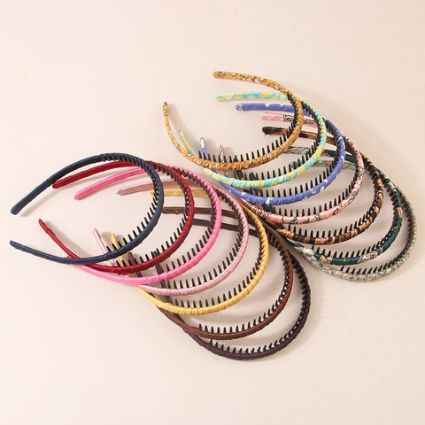 Non-Slip Teeth Headbands For Women Fabric Wrapped Beaded Braided Hair Hoop For Face Washing Daily Makeup Vintage Floral Hair Accessories