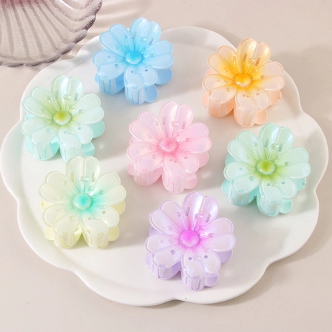 Pearlescent Cherry Blossom Flower Hair Claw Clip Large PS Plastic Shark Clip Sweet Hair Accessories For Women Daily Party