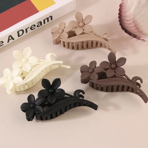 Vintage Blume Haarklammer Für Damen Elegant Matt Floral Groß Hai Clip Rutschfeste Haarspange Haarschmuck