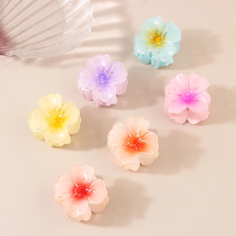 Kleine Blumen Haarkralle PS Material Farbverlauf Blütenblatt Design Süßer Pferdeschwanz Halter Haarklammer Für Damen Täglicher Haarschmuck