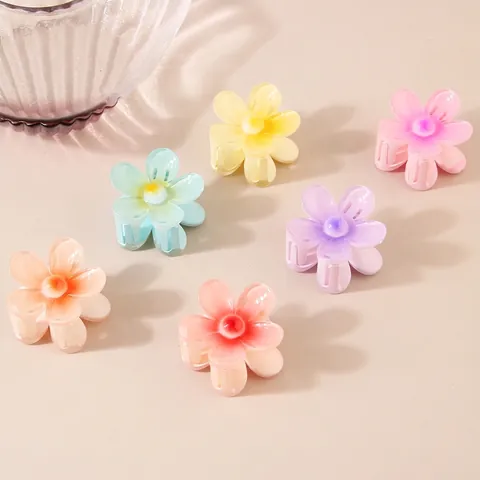 Pince à Cheveux Fleur Style Français Petite Élégante en PS Peint Couleurs Macaron pour Femmes Accessoires de Coiffure de Vacances