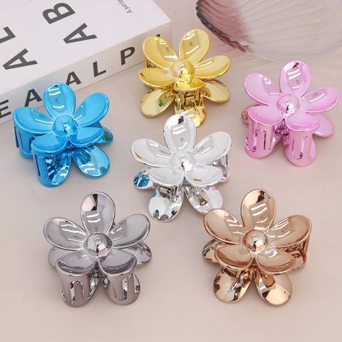 Metalen Bloemblad Haarklem Voor Dames Franse Stijl Matte Afwerking Antislip Elegant Florale Haaraccessoires Haarstyling Tools