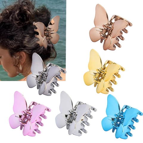 Modische Galvanisierte Schmetterling Haarklammer Elegante Kunststoff Haarklammer Für Damen Stilvolle Alltag Accessoires