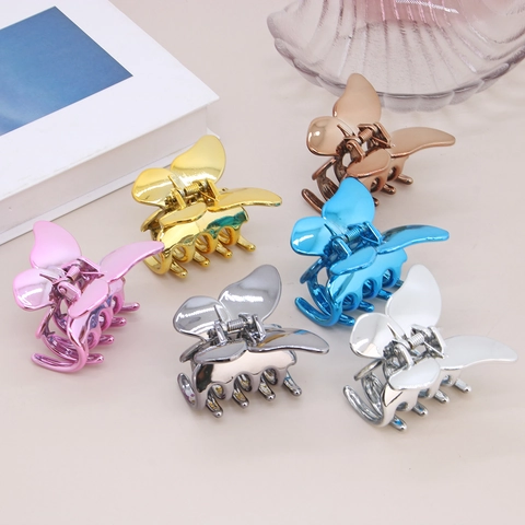 Modische Galvanisierte Schmetterling Haarklammer Elegante Kunststoff Haarklammer Für Damen Stilvolle Alltag Accessoires