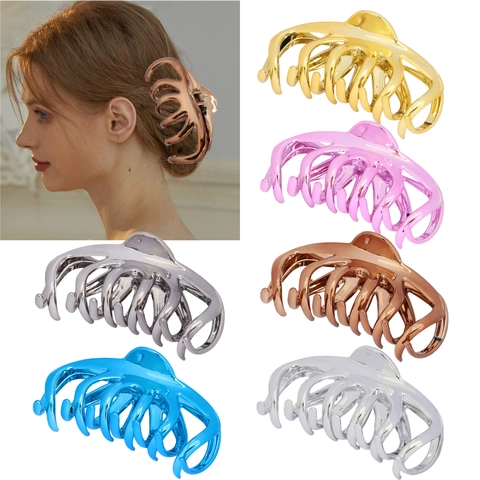 Große Geometrische Haarkralle Galvanisierte Kunststoff Shark Clip Für Dickes Haar Damen Mode Styling Kopfschmuck Zubehör