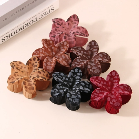 Pinza para el Pelo con Forma de Flor y Estampado de Leopardo para Mujer Accesorios para el Pelo de Resina Floral Retro