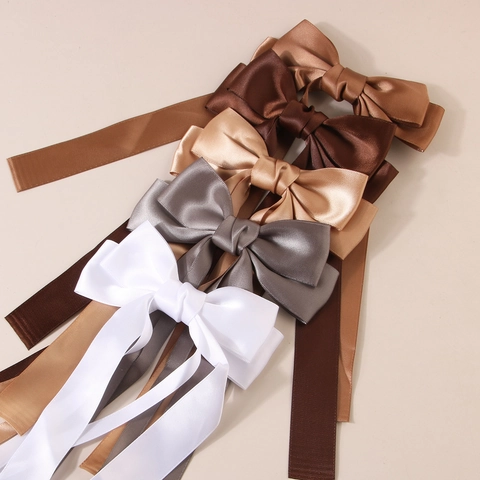 Eleganter Handgefertigter Satin Schleife Haarspange Für Damen Langes Band Entenschnabel Haarnadel Koreanischer Stil Kopfschmuck