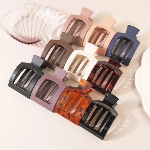 Pinza per Capelli Quadrata in PC Minimalista Geometrica Cava Opaca Lucida Fermaglio per Capelli Elegante e Grande per lo Styling Quotidiano delle Donne