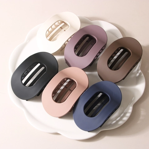 Damen Matt PC Haarkralle Clip Groß Geometrisch Oval Entenschnabel Haarklammer Rutschfest Starker Halt Minimalistisch Haarschmuck