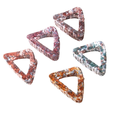 Pince à Cheveux Triangle Géométrique pour Femmes Élégante Texture Marbre Accessoire de Cheveux PC Durable Antidérapante pour Quotidien