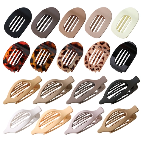 Große Flache Ovale Haarspange Minimalistische Lackierte Kunststoff Entenschnabel-Clip Matte Glänzende Schildpatt Haarschmuck Für Damen