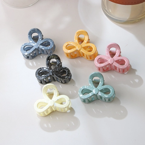 Mini Bowknot Hair Claw Clip Plastic Small Hairpin With Splatter Paint Pattern Cute Butterfly Hair Accessories For Women Girls
