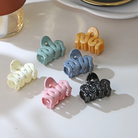 Fashion Morandi Color Wave Hair Claw Clip Lacquered Ink Splatter Small Shark Clip For Women Daily Styling Hair Accessories