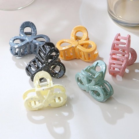 Mini Bowknot Hair Claw Clip Plastic Small Hairpin With Splatter Paint Pattern Cute Butterfly Hair Accessories For Women Girls