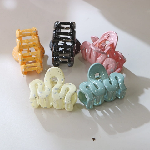 Fashion Morandi Color Wave Hair Claw Clip Lacquered Ink Splatter Small Shark Clip For Women Daily Styling Hair Accessories
