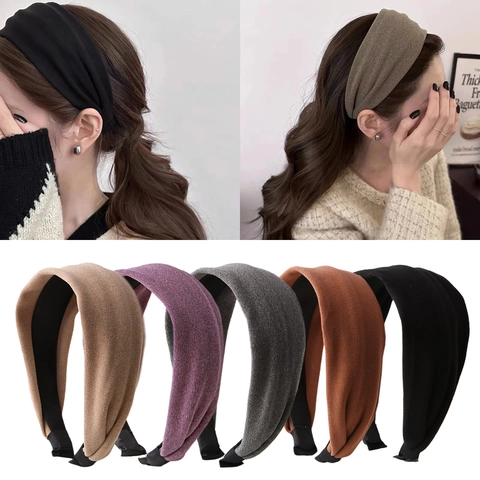Fascia per Capelli Imbottita Larga Tinta Unita Donna Corona Alta Semplice Tessuto Antiscivolo Trucco Lavaggio Viso Accessorio Moda