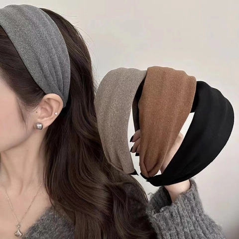 Fascia per Capelli Imbottita Larga Tinta Unita Donna Corona Alta Semplice Tessuto Antiscivolo Trucco Lavaggio Viso Accessorio Moda