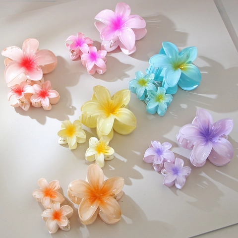 3-Delige Plumeria Bloem Haarklem Set Voor Dames Frangipani Haarspelden Set Tropisch Strand Vakantie Haaraccessoire