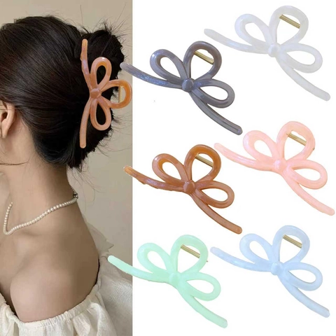 Elegante Molla per Capelli Grande a Fiocco Finitura Perla Plastica Laccata Clip Squalo per Donna Accessorio per Capelli alla Moda