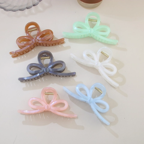 Elegante Molla per Capelli Grande a Fiocco Finitura Perla Plastica Laccata Clip Squalo per Donna Accessorio per Capelli alla Moda