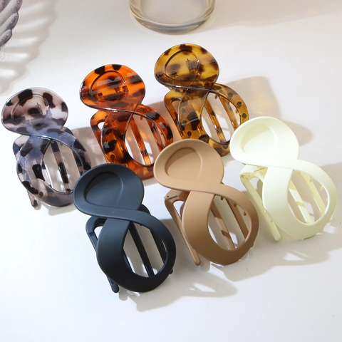 Infinity Shape Matte PS Hair Clip For Women Traceless Large Duckbill Clip Leopard Tortoiseshell Hairpin Elegant Styling Accessories