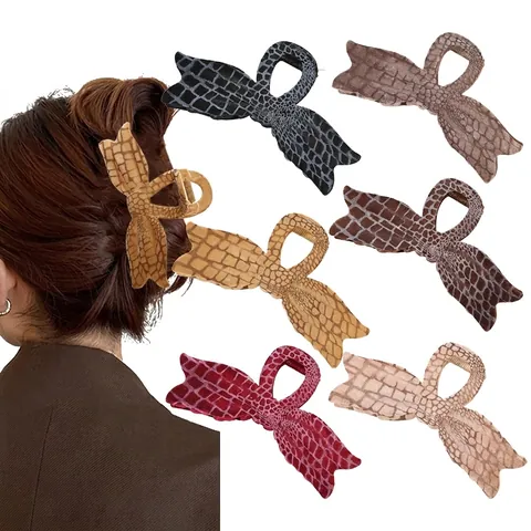 Grande Fiocco Pinza per Capelli Vintage Motivo Coccodrillo Floccato Shark Clip Opaco Accessori per Capelli per Donna