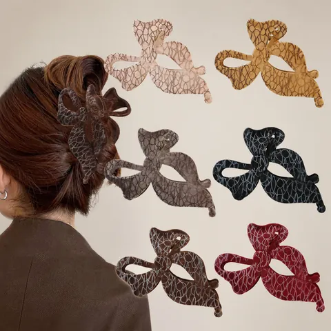 Französischer Vintage Beflockung Schleife Haarklammer Groß Matt Textur Samt Haargreifer Für Damen Eleganter Haarschmuck