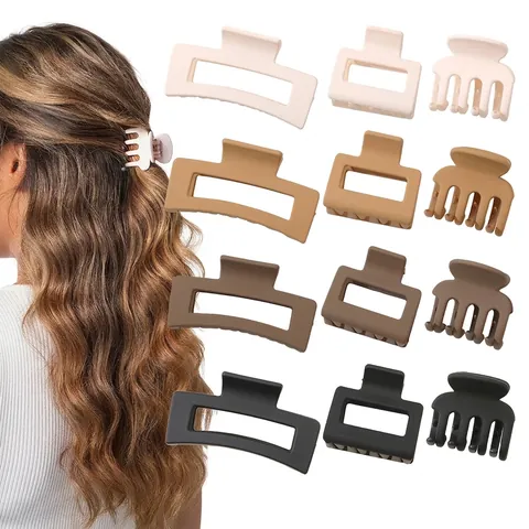 Molla per Capelli in Plastica PS Opaca Minimalisti Rettangolari Quadrati per Donna Moda Geometrica Pinze per Capelli Accessori per l'Acconciatura