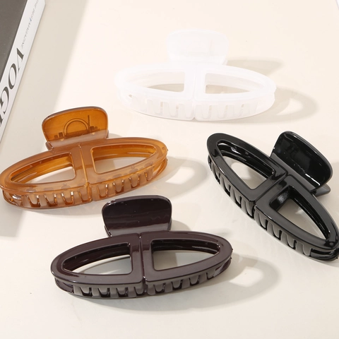 Elegante Große PS-Kunststoff Haarklammer Doppeloval Hohle Geometrische Haarkralle Für Damen Tägliches Styling Haarschmuck