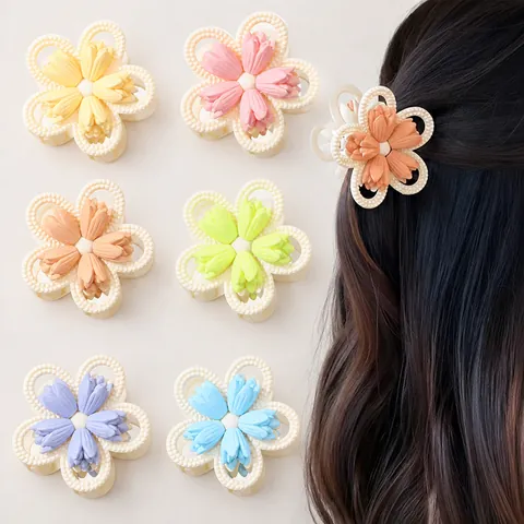 Grande Pinza per Capelli a Fiore 3D Tulipano Traforato Opaca in Plastica Accessori per Capelli Donna Stile Coreano