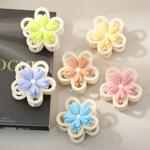 Grande Pinza per Capelli a Fiore 3D Tulipano Traforato Opaca in Plastica Accessori per Capelli Donna Stile Coreano