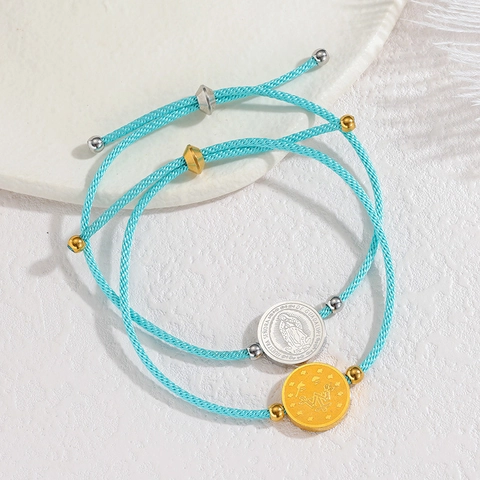 Minimalistisches Edelstahl Gewebtes Seil Armband Herz Anhänger Verstellbar Modeschmuck