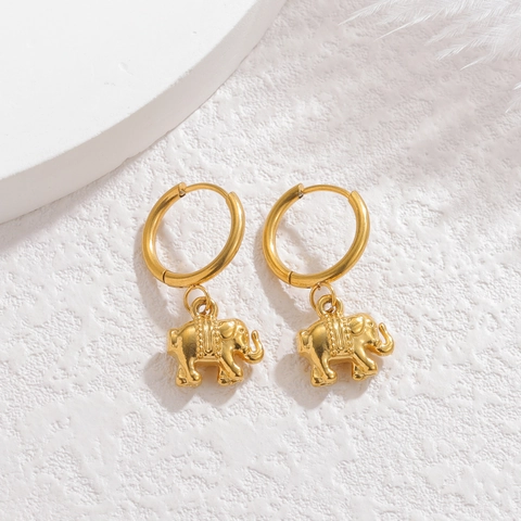 Edelstahl Strass Tier Geometrischer Anhänger Creolen Vergoldet Modeschmuck Geschenk Für Damen
