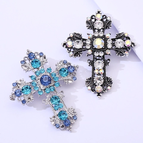 Spilla a Croce in Lega di Strass Vintage Barocca per Donna Lussuosa Corsage di Cristallo per Abito da Sposa Festa Regalo