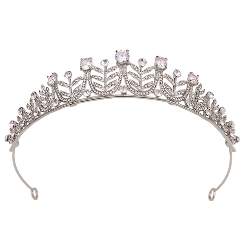 Elegante Corona Da Sposa In Lega Zircone Tiara Di Strass Design Foglia Per Matrimonio Festa Banchetto Accessori Per Capelli Donna