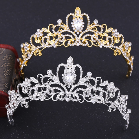 Alloy Rhinestone Bridal Crown Wedding Tiara For Women Baroque Scrollwork Headpiece Teardrop Crystal Accessories Prom Banquet Party Jewelry