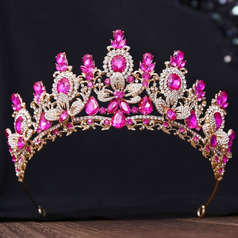 Couronne de Mariage en Strass à Fleurs de Mariée Diadème en Cristal d'Alliage pour Femme Reine Concours Fête Bijoux Cheveux
