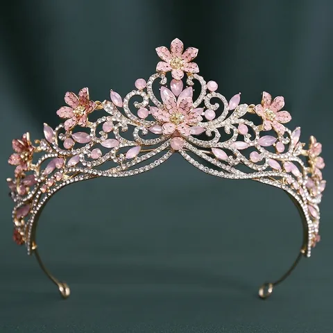 Elegante Corona da Sposa Floreale in Cristallo Tiara in Lega con Strass Copricapo per Donna Gioielli per Capelli da Matrimonio