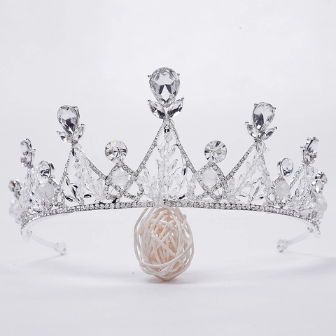 Lussuosa Corona da Sposa in Stile Europeo Tiara Fatta a Mano con Cristalli e Strass Accessori per Capelli da Sposa per Donna