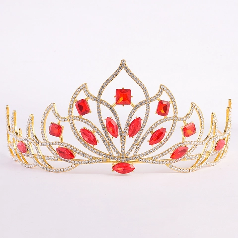 Lussuosa Corona da Sposa in Lega Barocca a Forma di Fiore Strass Cristallo Tiara Accessori per Abiti da Sposa Donna