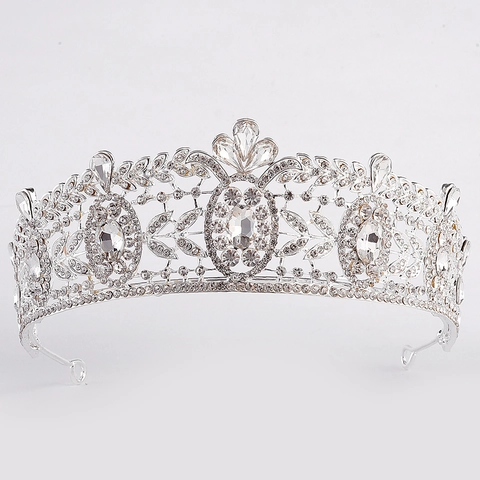Lussuosa Corona da Sposa Barocca in Lega con Strass e Cristalli per Matrimonio Festa Elegante Copricapo Design Foglia Gioielli Donna