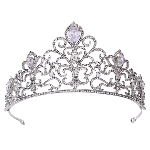 Barock Legierung Zirkonia Braut Diadem Krone Mit Strass Europäische Retro Herz Hochzeit Geburtstag Party Haarschmuck Für Damen