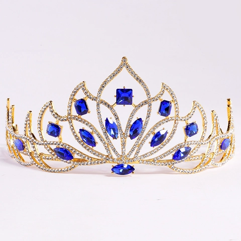 Lussuosa Corona da Sposa in Lega Barocca a Forma di Fiore Strass Cristallo Tiara Accessori per Abiti da Sposa Donna