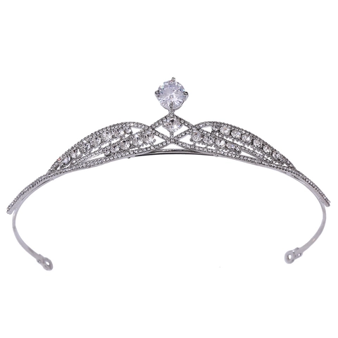 Elegant Alloy Zirconia Bridal Crown Rhinestone Tiara For Women Wedding Party Headpiece Luxurious Fashion Hair Accessory