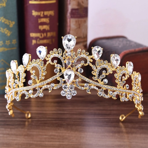 Lussuosa Tiara da Sposa in Lega con Strass e Cristalli Barocchi per Donna Matrimonio Banchetto Corona Vintage Floreale Traforata