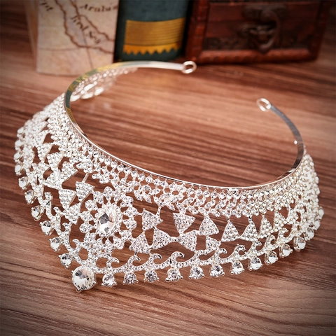Elegante Corona da Sposa in Lega con Strass Tiara Barocca Vintage per Matrimonio Festa Banchetto Gioielli per Capelli Copricapo da Donna