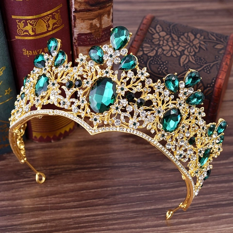 Corona de Novia Barroca de Aleación y Cristal Con Strass Para Boda Banquete Fiesta Diseño Vintage Joyería Para El Cabello Mujer