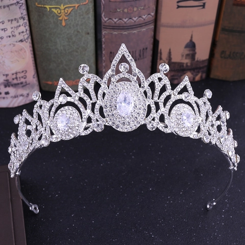 Lussuosa Corona da Sposa in Lega di Zirconia Barocca Vintage Diadema Accessori per Capelli da Donna Copricapo da Regina